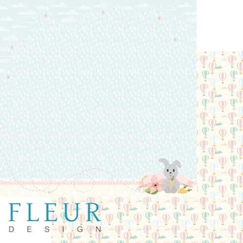 Double-sided sheet of Fleur Design paper In the clouds "Rain", size 30. 5x30. 5 cm, 190 g/m2