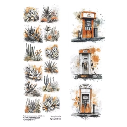 Лист с картинками 10х30 см "Стальное сердце. Суккуленты" (ScrapMania)