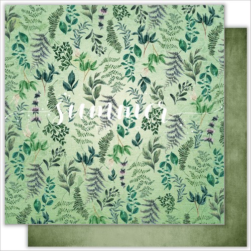 Double-sided sheet of paper Summer Studio Wild forest "Herbal" size 30.5*30.5 cm, 190gr