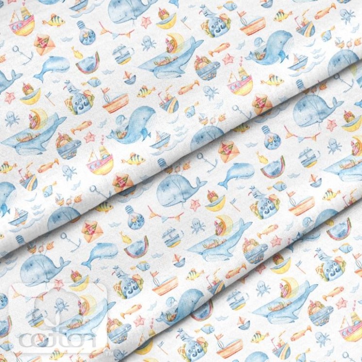 Fabric 100% cotton Poland "Whales", size 50X50 cm