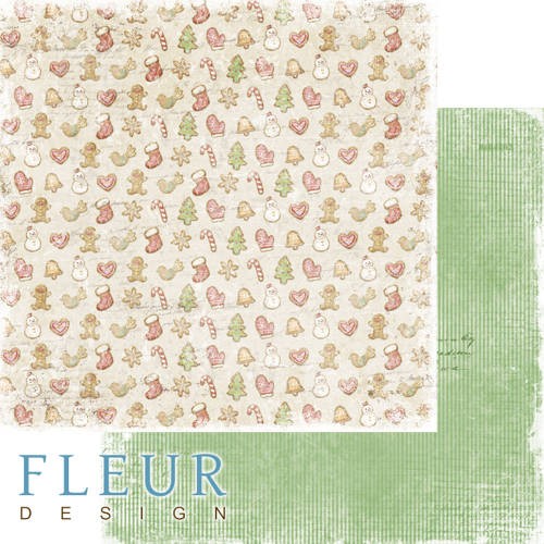 Double-sided sheet of paper Fleur Design Winter vintage "Cookies", size 30. 5x30. 5 cm, 190 gr/m2