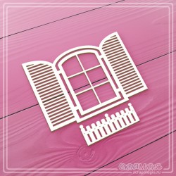 Набор чипборда Scrapmagia "Окно со ставнями и цветочный ящик", размер 80х60 мм