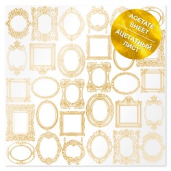 Ацетатный лист с золотым фольгированием Fabrika Decoru "Golden Frames", размер 30,5Х30,5 см