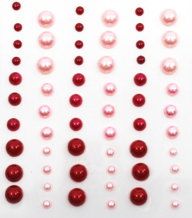 Набор клеевых полужемчужин Рукоделие "Красные/розовые", 60 шт
