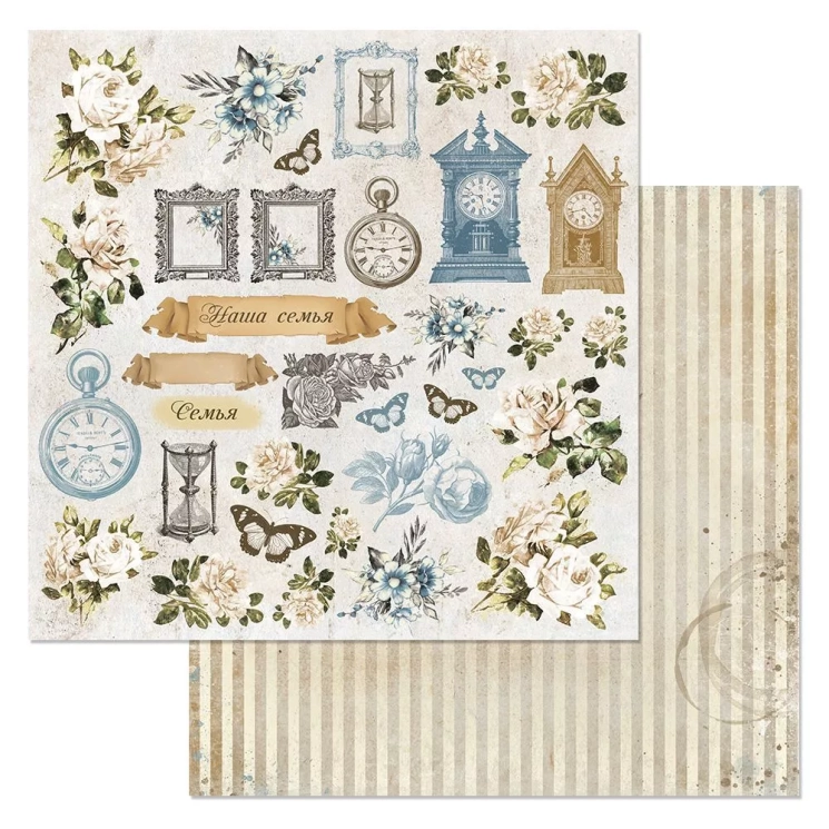 Двусторонний лист "Эхо прошлого. Картинки", размер 30*30 см, 180гр (ScrapMania)