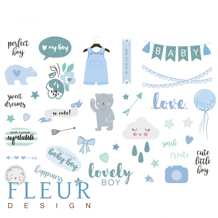 Sheet with pictures for cutting out Fleur Design "My gentleman" A4 size