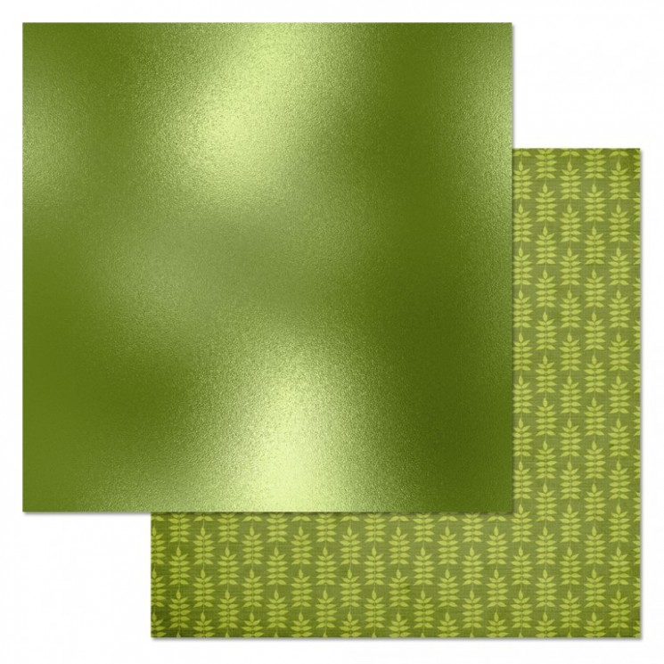 Double-sided sheet of ScrapMania paper " Phonomix. Green. Metallic", size 30x30 cm, 180 g/m2