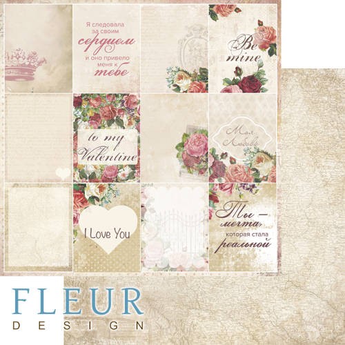 Double-sided sheet of paper Fleur Design Be Mine "Cards", size 30. 5x30. 5 cm, 190 g/m2