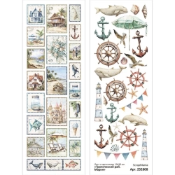 Лист с картинками 10х30 см "Тропический рай. Марки" (ScrapMania)