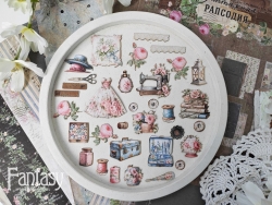 Тканевые высечки Fantasy "Винтажная рапсодия - 5", на бумажной основе, в наборе 32 шт 