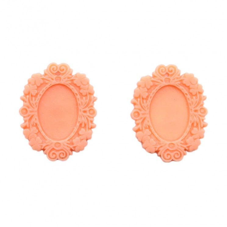 Bases for cameos "Vintage Line" coral, size 39X50 mm, 2 pcs