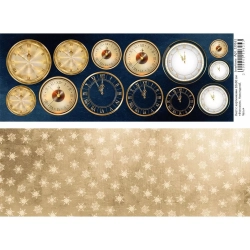 Двусторонний лист с картинками "Фономикс. Новогодний. Часы", 10х30 см, 180 гр/м2