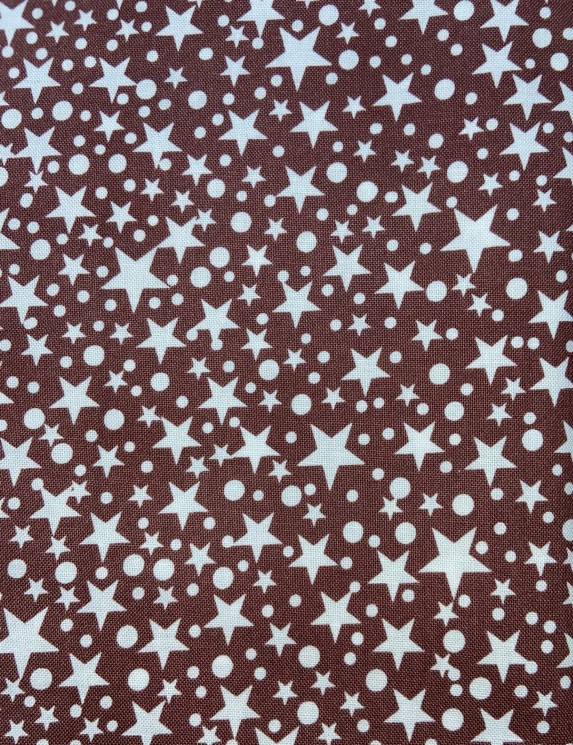 Fabric cut " Brown stars and circles (America)", cotton, size 50X100 cm