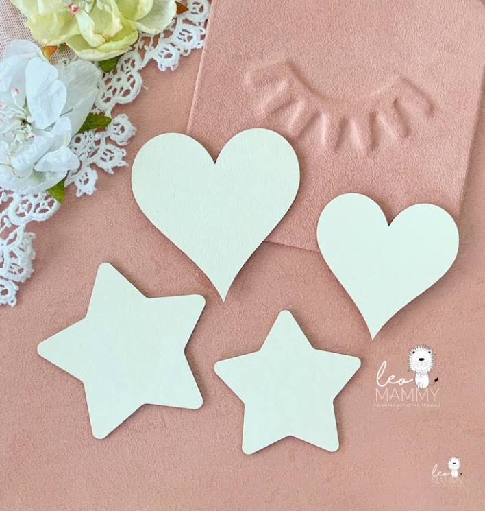 Blank for embossing LeoMammy "Set of hearts and stars", size from 5 cm to 6 cm
