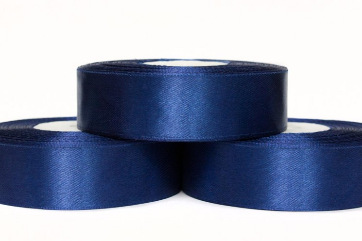 Satin ribbon "Dark blue", width 1.2 cm, length 5.6 m