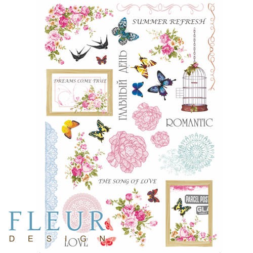 Sheet with pictures for cutting out Fleur Design "Summer garden" A4 size