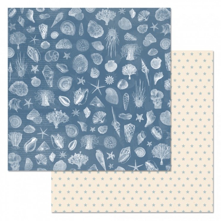 Double-sided sheet of ScrapMania paper "My captain. Shells", size 30x30 cm, 180 g/m2