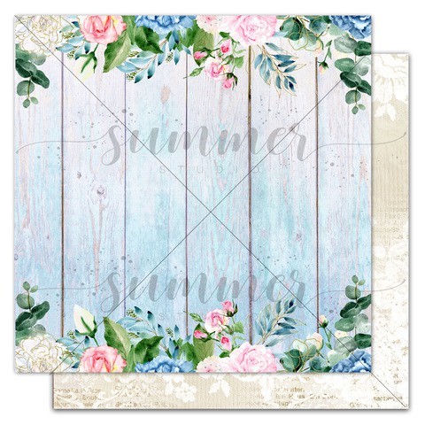 Двусторонний лист бумаги Summer Royal garden "Wood and flowers"размер 30,5*30,5см, 190гр