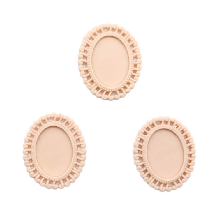 Bases for cameos "Vintage Line" pink, size 31X39 mm, 3 pcs