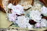 Набор цветов из ткани ручной работы Rosalina "Нежное прикосновение", 10 цветочков + 6 листочков, размер от 1,5 до 4,5 см
