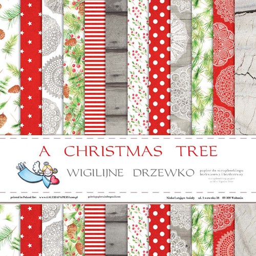 Набор двусторонней бумаги Galeria papieru "A Christmas Tree. Рождественская ёлка" 12 листов, размер 30х30 см, 200 гр/м2