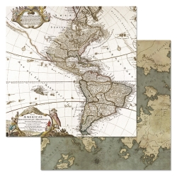 Двусторонний лист бумаги ScrapMania "Фономикс. Карты. Том 1. Номер 6", размер 30х30 см, 180 гр/м2