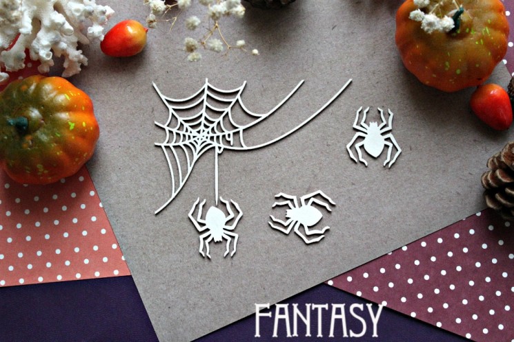 Chipboard Fantasy " Web with spiders 882"