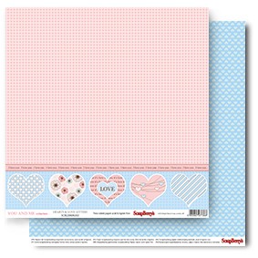 Double-sided sheet of Scrapberry's paper About love "Love Letters", size 30x30 cm, 190 g/m2