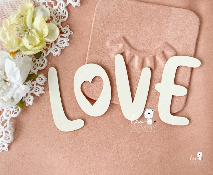 Blank for embossing LeoMammy inscription "LOVE", letter size in height from 6.4 to 6.7 cm