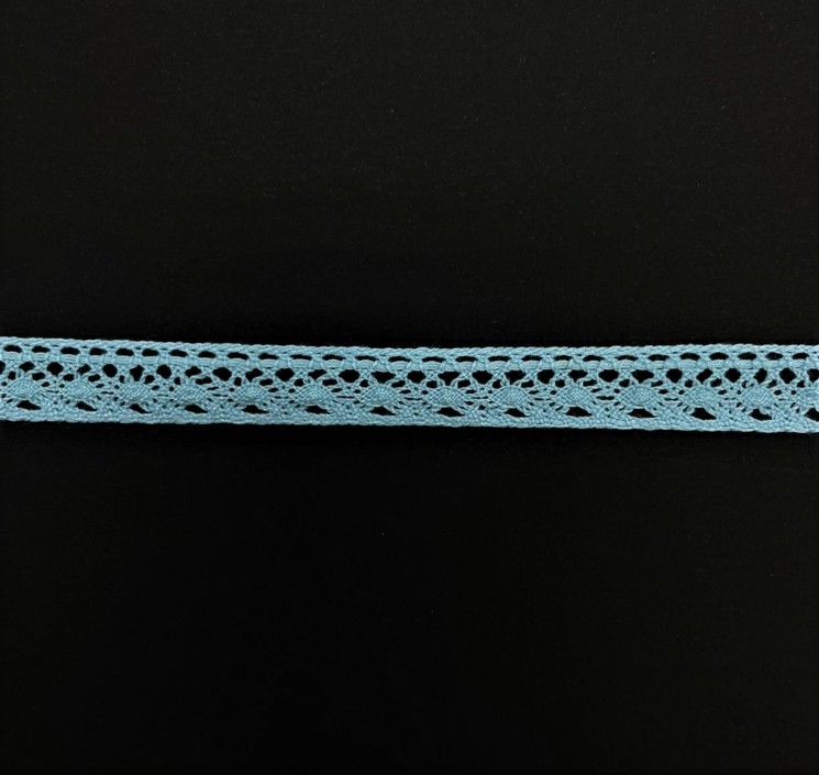 Кружевная лента "Голубая 03", ширина 12 мм, длина 90 см