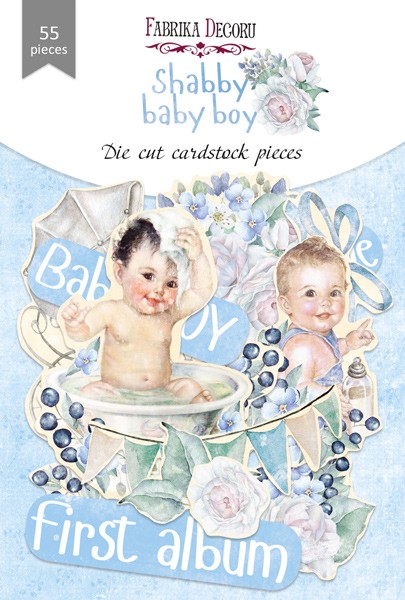 Set of die-cuts Fabrika Decoru collection "Shabby baby boy redesign" 55 pcs