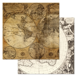 Двусторонний лист бумаги ScrapMania "Фономикс. Карты. Том 1. Номер 4", размер 30х30 см, 180 гр/м2