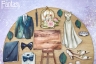 Тканевые высечки на картоне Fantasy "На седьмом небе наряд жениха и  невесты- 46", толщина картона 1 мм, шт в наборе 19 шт