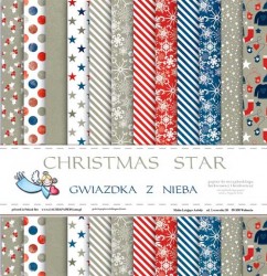1/2 Набора двусторонней бумаги Galeria papieru "Christmas Star. Рождественская звезда" 6 листов, размер 30х30 см, 200 гр/м2