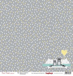 Односторонний лист бумаги ScrapBerry's Лес чудес "Еноты и воздушные шары", размер 30х30 см, 190 гр/м2