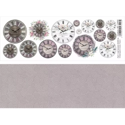 Двусторонний лист с картинками "Новогодние гномы. Часы", 10х30 см, 180 гр/м2
