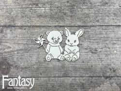 Чипборд Fantasy «Мамино счастье (Зайка и мишка с ветрячком 3265)» размер 5,5*8,1 см