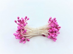 Тычинки двусторонние розовые перламутровые, 1 пучок, размер 3мм
