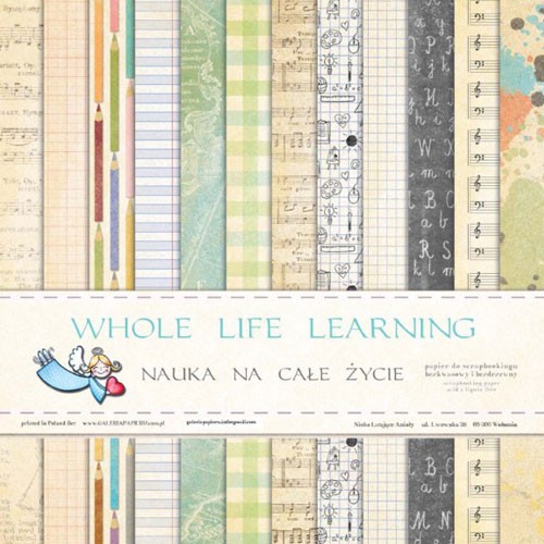 Набор двусторонней бумаги Galeria papieru "Whole Life Learning. Просвещение" 12 листов, размер 30х30 см, 200 гр/м2