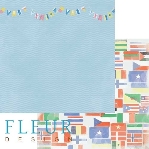 Double-sided sheet of paper Fleur Design Sea walk "Flags", size 30. 5x30. 5 cm, 190 g/m2