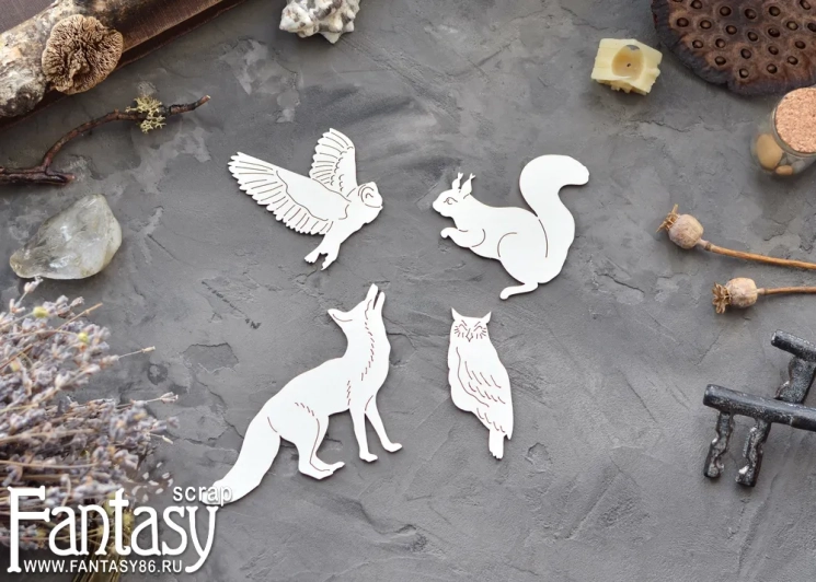 Чипборд Fantasy "Набор лиса, белка и совы 3907"