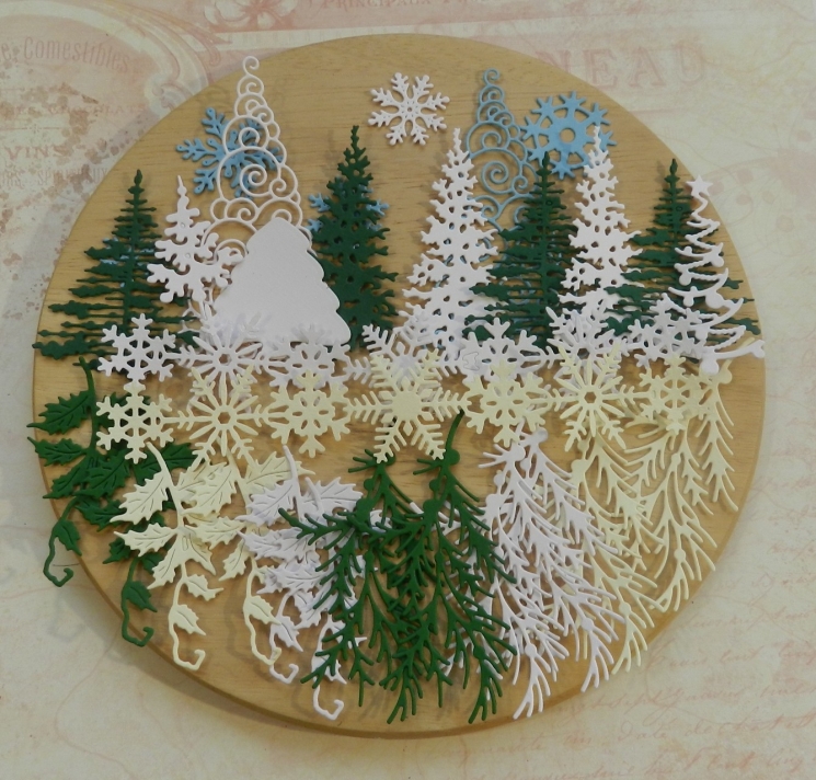 Вырубка набор 30 эл. новый год бумага кардсток 290 гр.