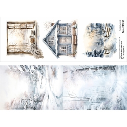 Лист с картинками 10х30 см "Снежные сказки. За городом" (ScrapMania), 180 гр