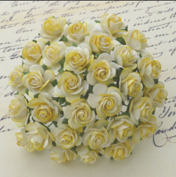 Розы "Жёлтые 2-х тоновые" размер 2 см, 5 шт