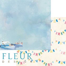 Двусторонний лист бумаги Fleur Design Морская прогулка "Морской пейзаж", размер 30,5х30,5 см, 190 гр/м2