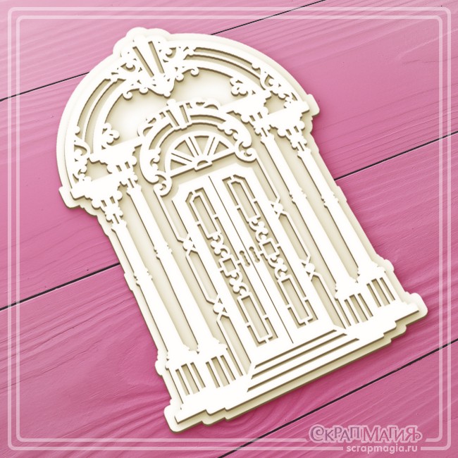 3D chipboard Scrapmagia "Door in Baroque style", size 101x155 mm