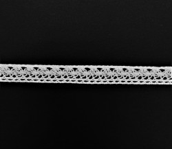 Кружевная лента "Белая 03Б", ширина 12 мм, длина 90 см