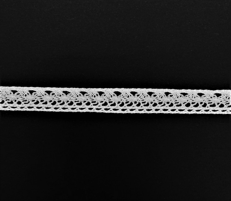 Кружевная лента "Белая 03Б", ширина 12 мм, длина 90 см