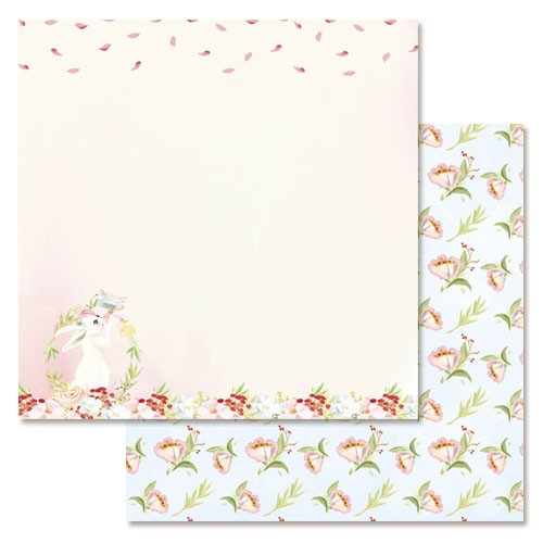 Double-sided sheet of ScrapMania paper "Strawberry childhood. Care", size 30x30 cm, 180 g/m2
