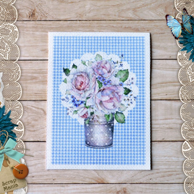 Тканевая карточка "Родной дом. Букет" размер 6,5*9 см (ScrapMania)